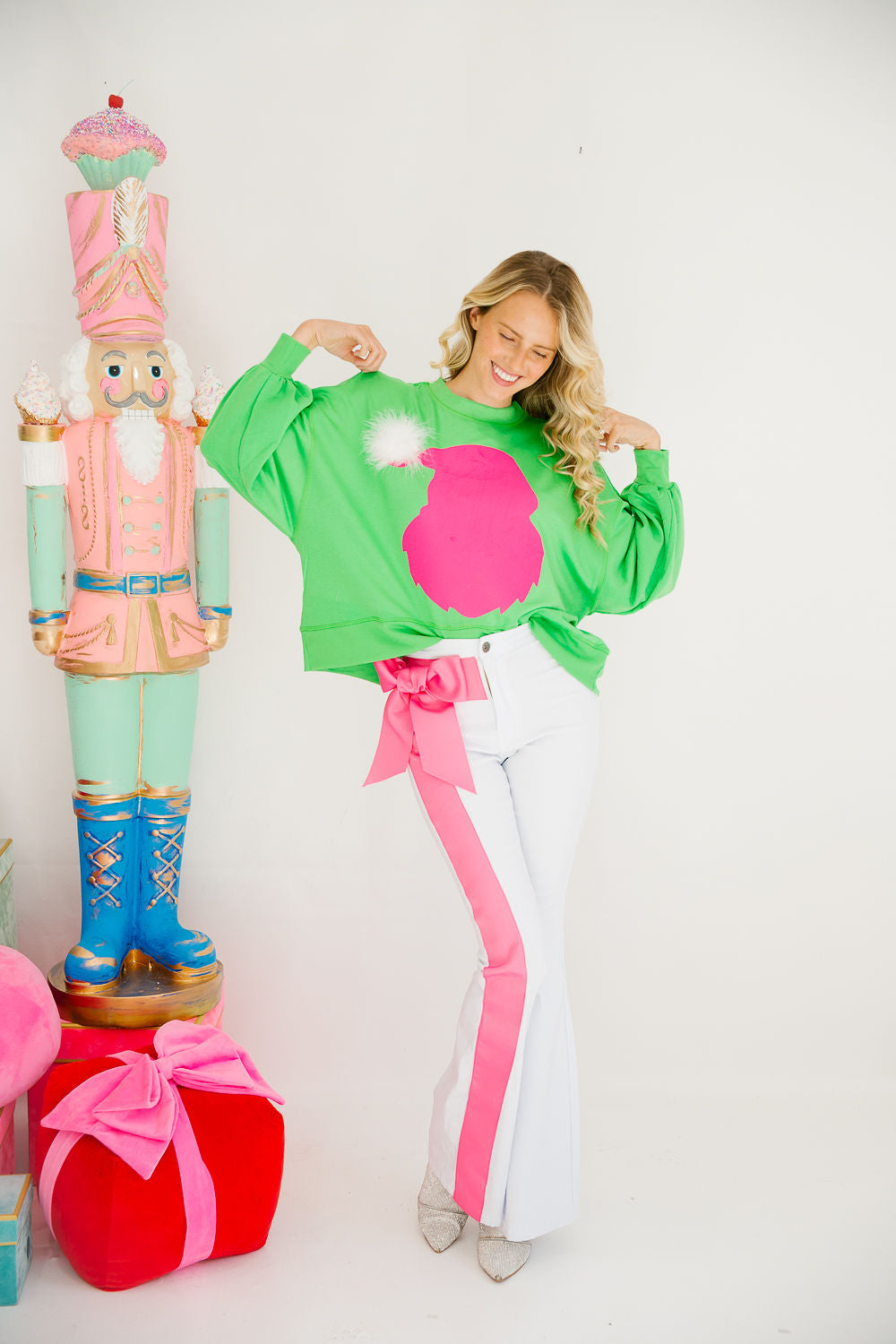 SANTA BABY GREEN PULLOVER PULLOVER Judith March