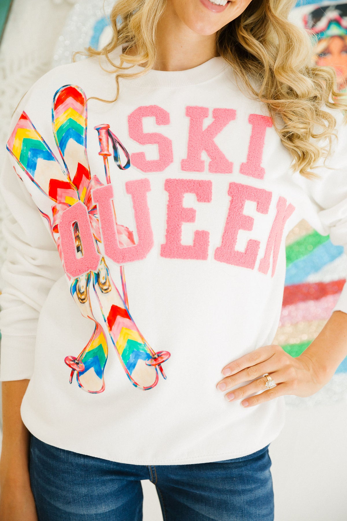 SKI QUEEN WHITE PULLOVER PULLOVER Judith March