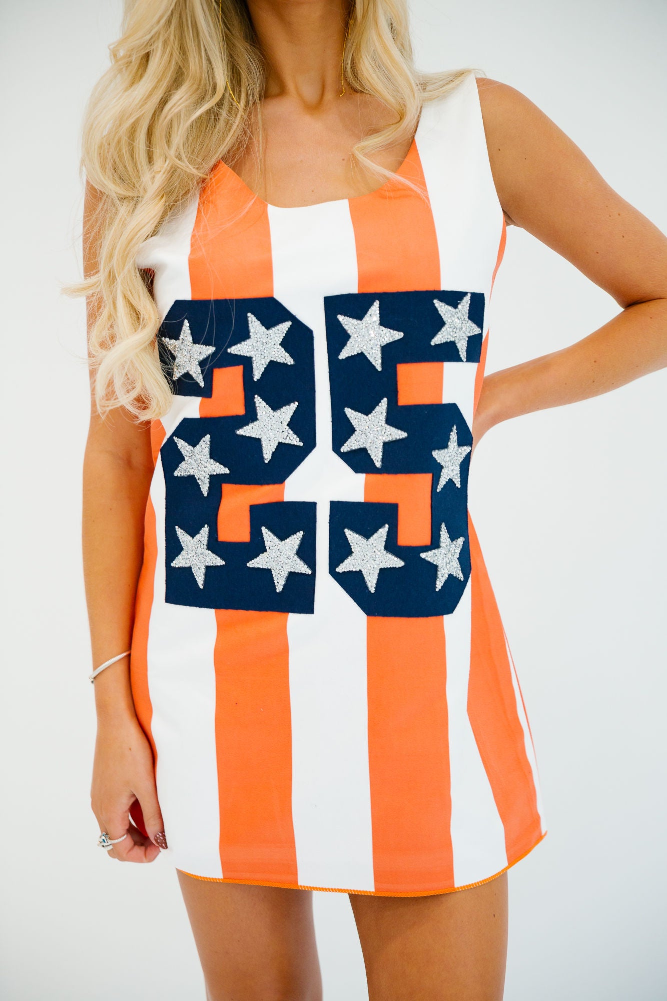 CUSTOM NUMBER ORANGE STRIPED DRESS DRESS Judith March