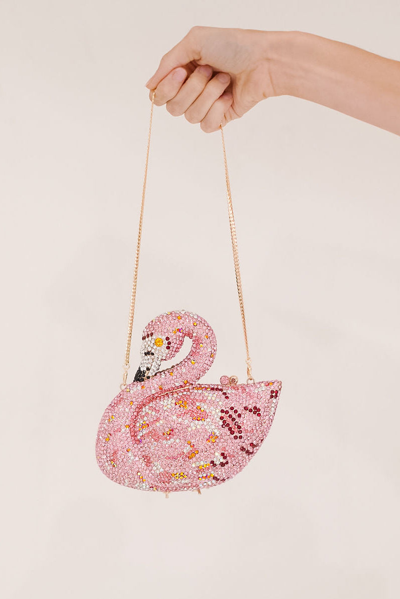 FLAMINGO RHINESTONE PURSE Clutch Judith March