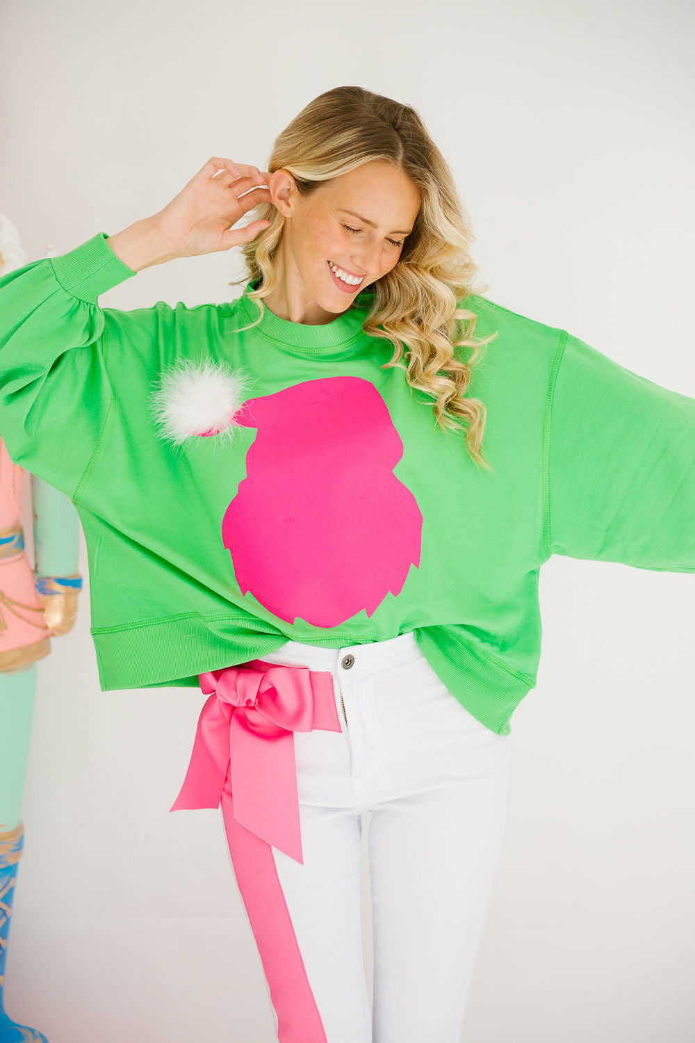 SANTA BABY GREEN PULLOVER PULLOVER Judith March