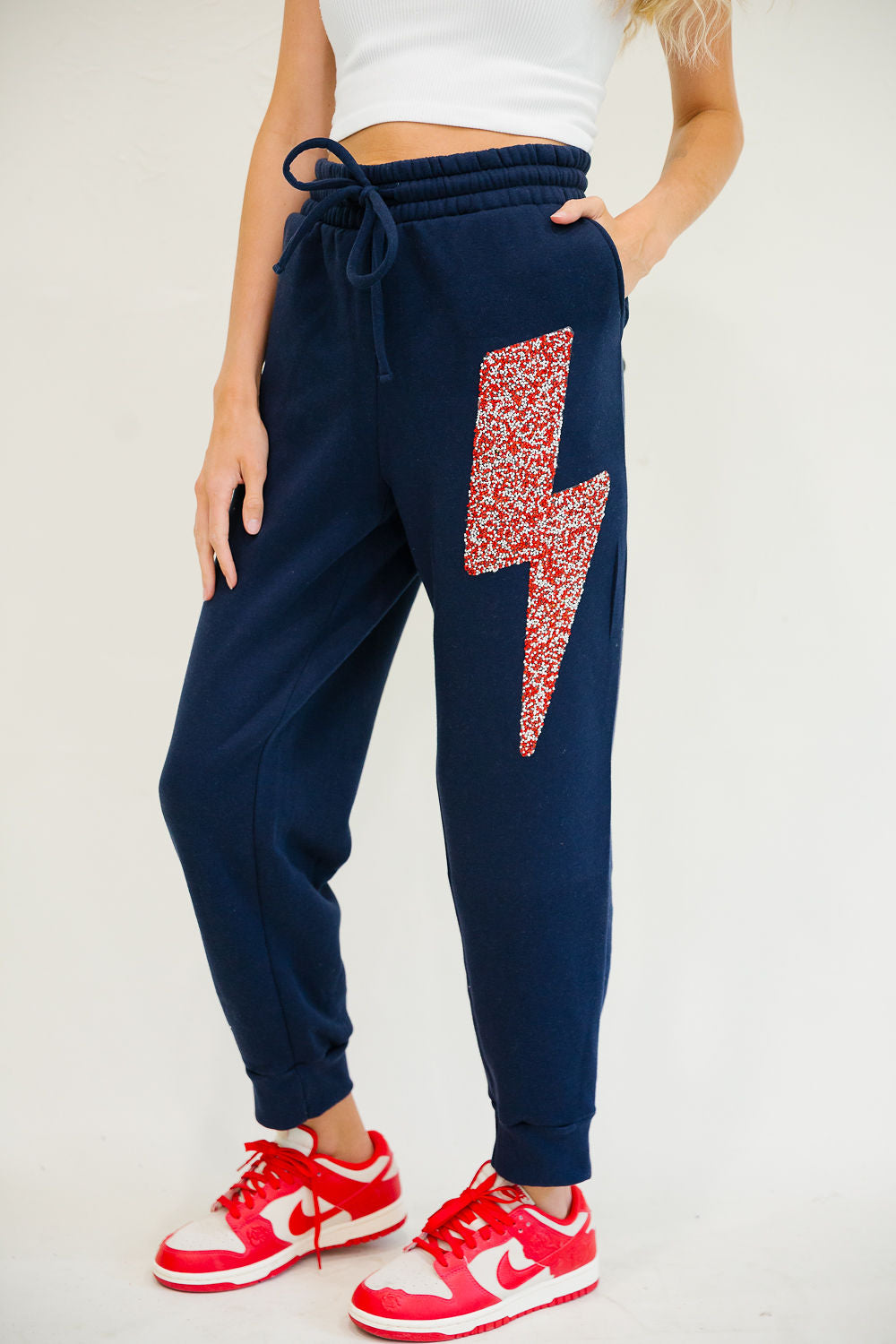 **LIGHTNING BOLT JOGGERS (MULTIPLE COLOR OPTIONS) joggers Judith March NAVY SMALL