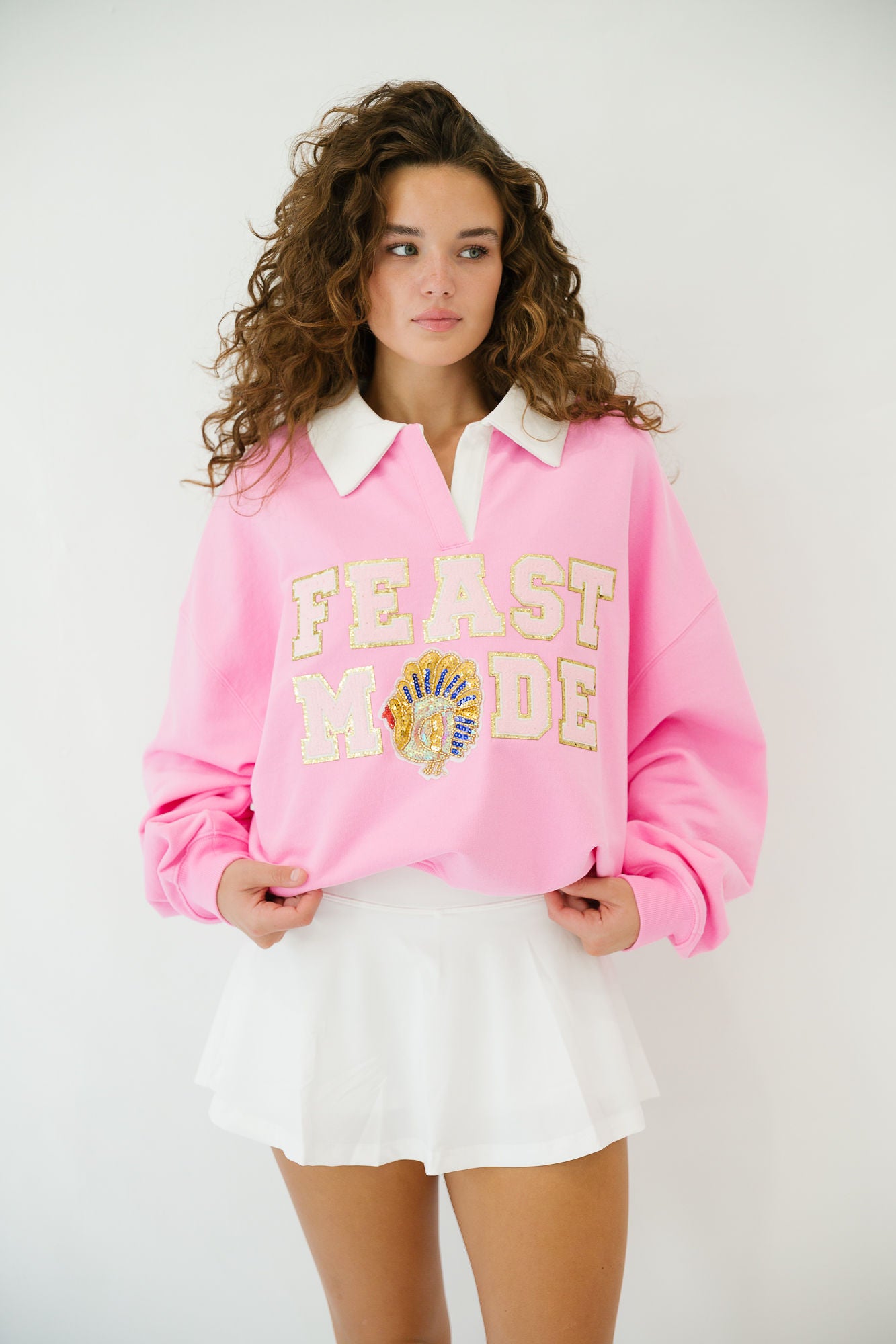 FEAST MODE PINK CREW NECK PULLOVER Judith March