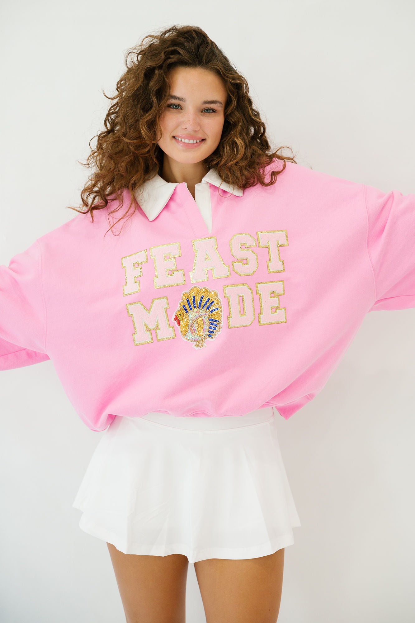 FEAST MODE PINK CREW NECK PULLOVER Judith March