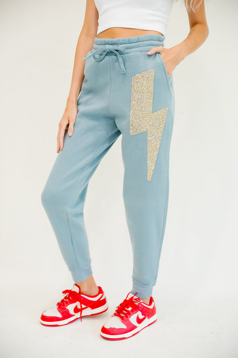 **LIGHTNING BOLT JOGGERS (MULTIPLE COLOR OPTIONS) joggers Judith March ASH BLUE SMALL