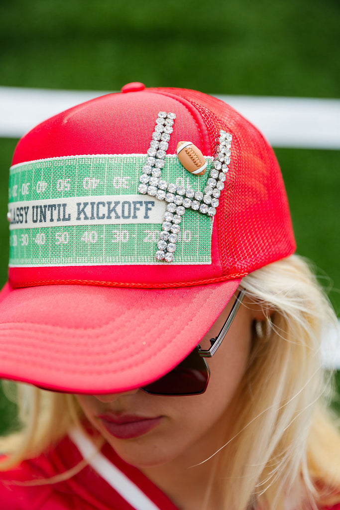 DOWN THE FIELD RED TRUCKER HAT TRUCKER HAT Judith March   