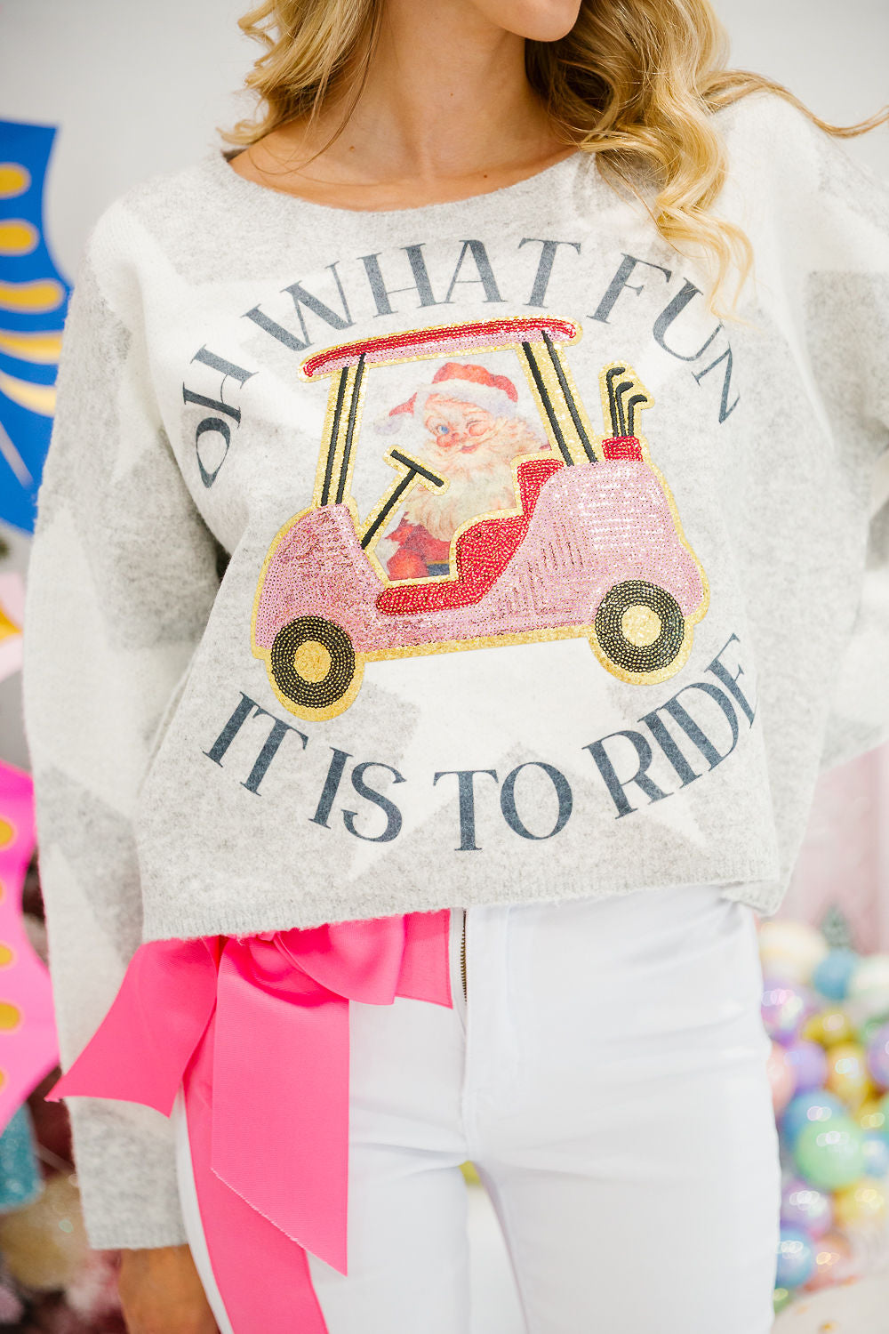 OH WHAT FUN GREY STAR SWEATER SWEATER Judith March