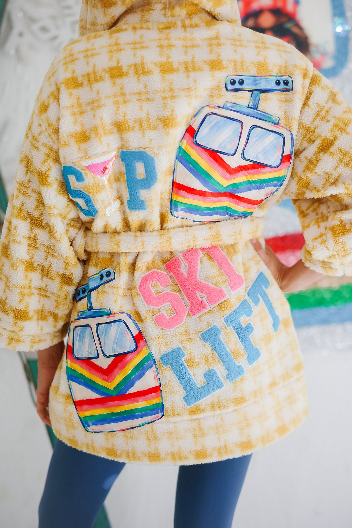 SIPS & SKI LIFTS YELLOW CARDIGAN JACKET Judith March