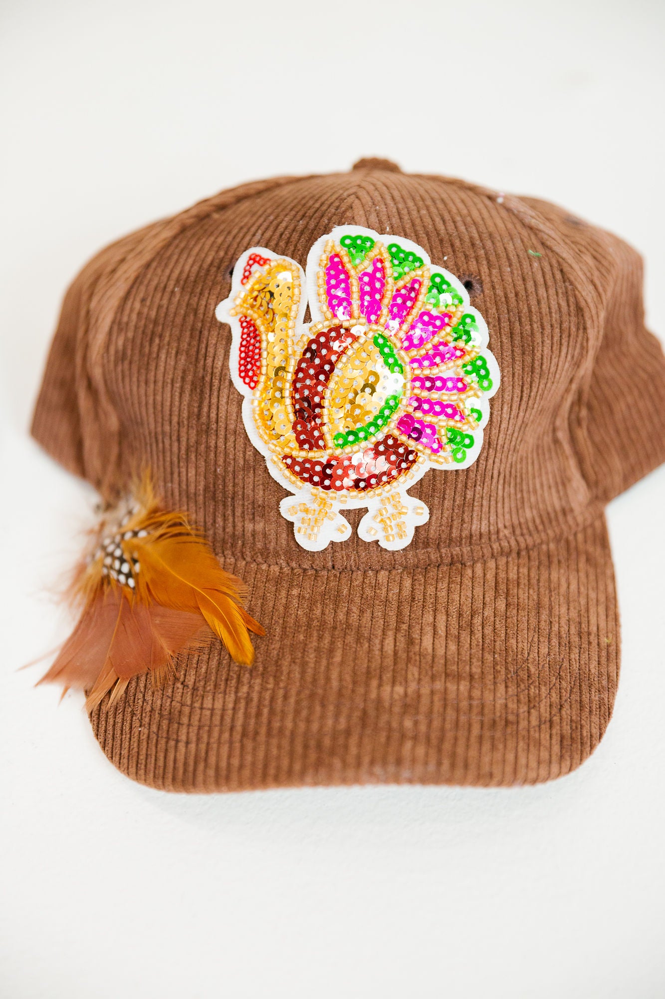 *SEQUIN TURKEY MOCHA CORDUROY HAT HAT Judith March