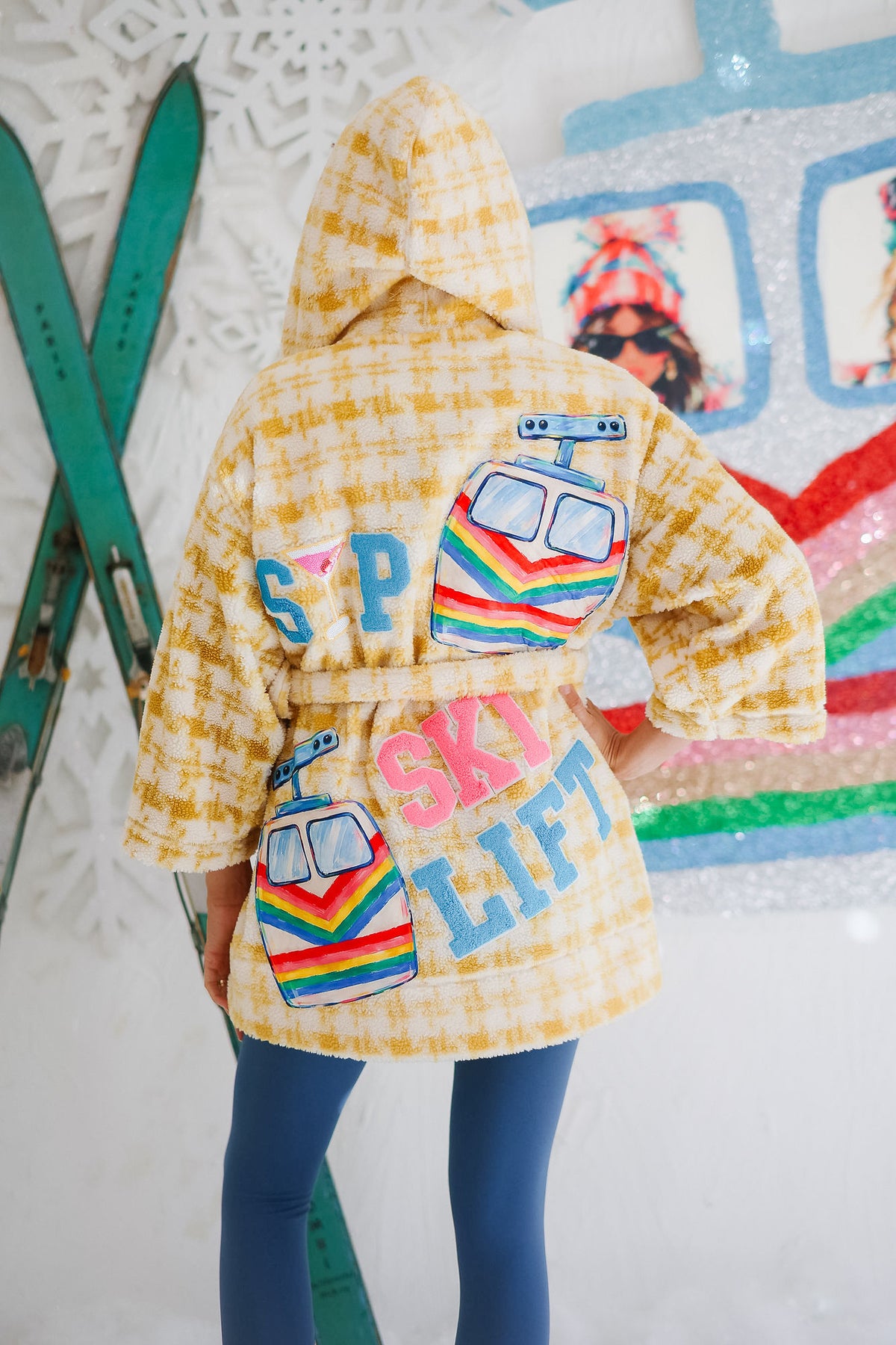 SIPS & SKI LIFTS YELLOW CARDIGAN JACKET Judith March