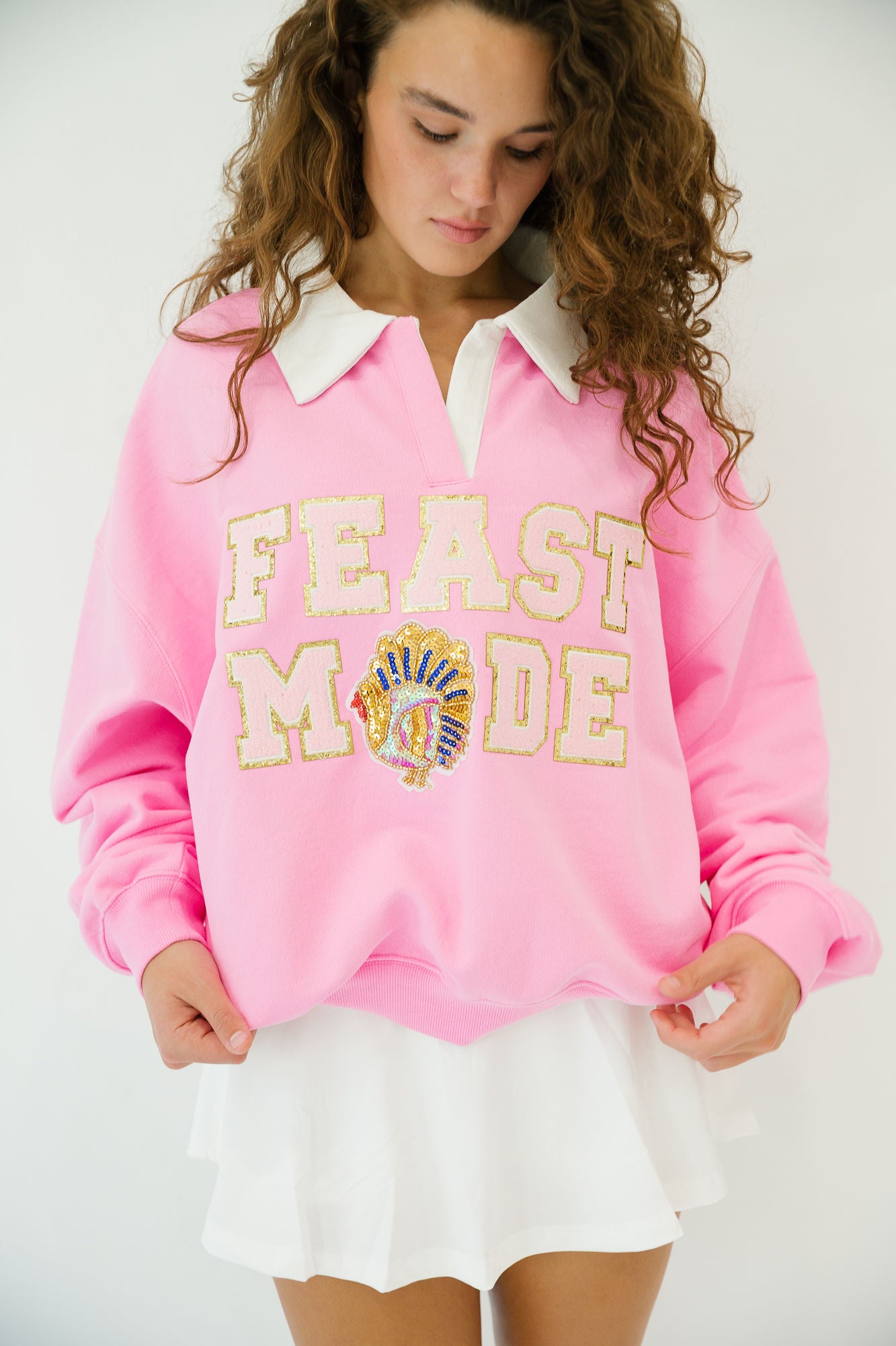 FEAST MODE PINK CREW NECK PULLOVER Judith March
