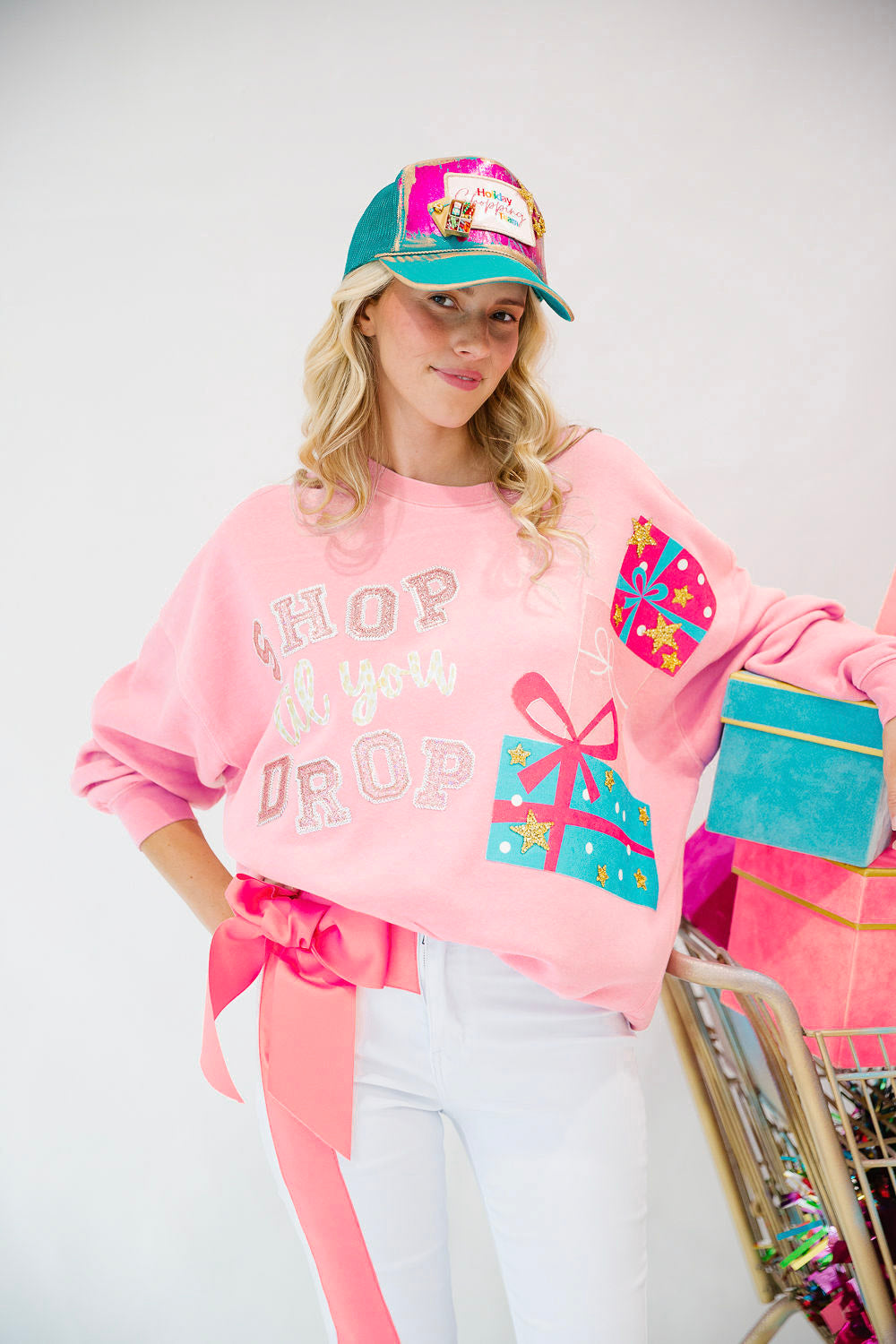 SHOP TIL YOU DROP PINK PULLOVER PULLOVER Judith March