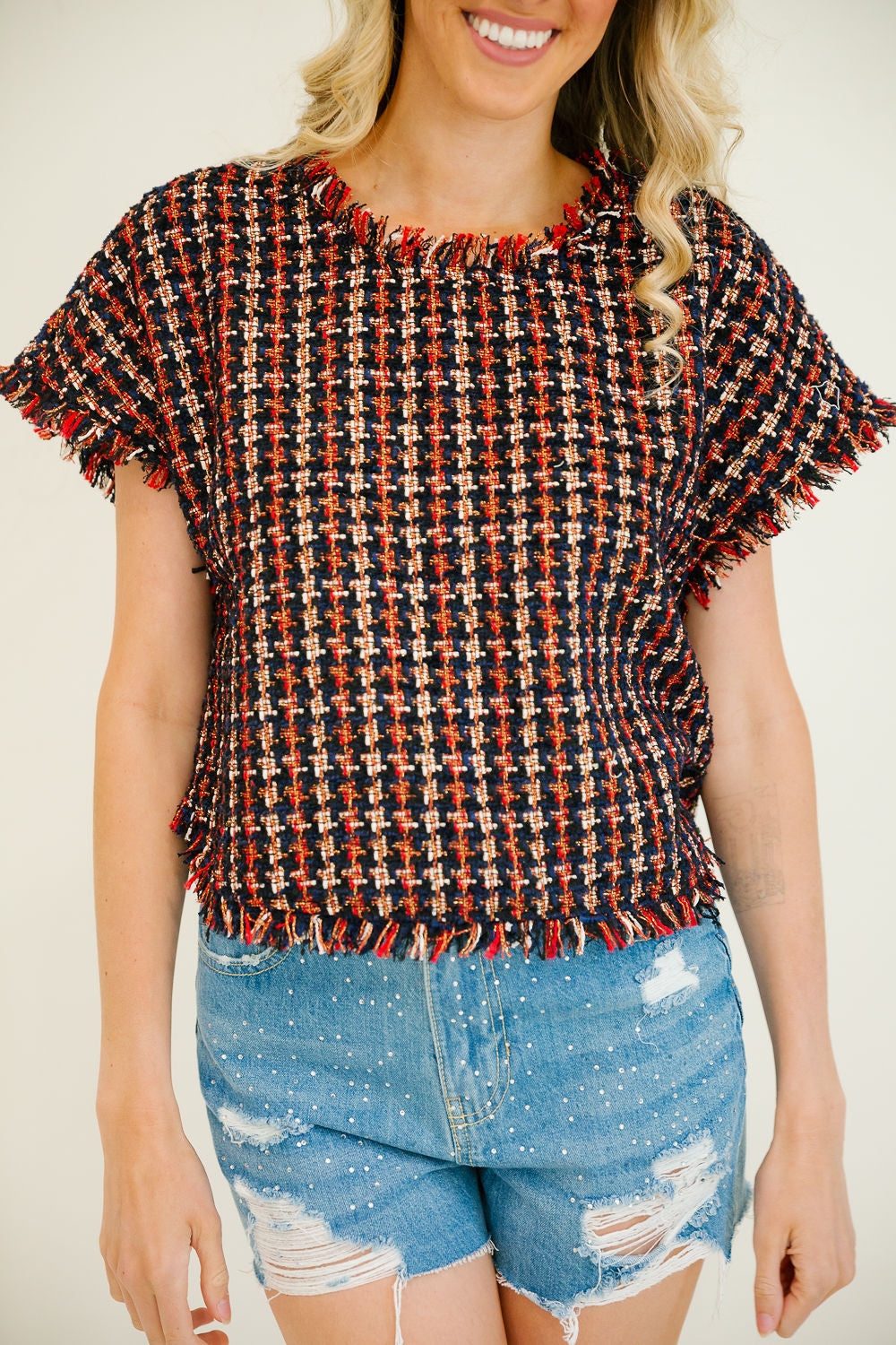 *BLACK TWEED TOP - MULTIPLE SIZES PULLOVER Judith March