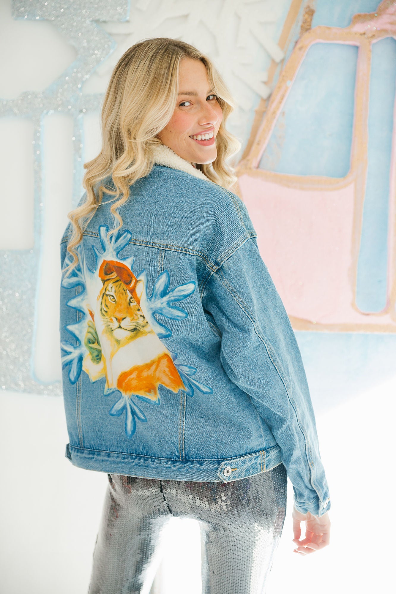 FROSTED TIGER SHERPA DENIM JACKET JACKET Judith March
