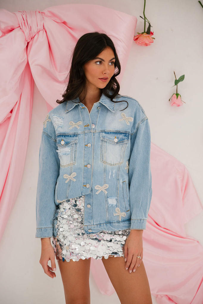 XOXO BOW DENIM JACKET Judith March