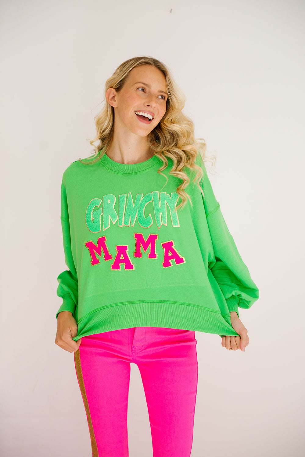 GRINCHY MAMA GREEN PULLOVER PULLOVER Judith March