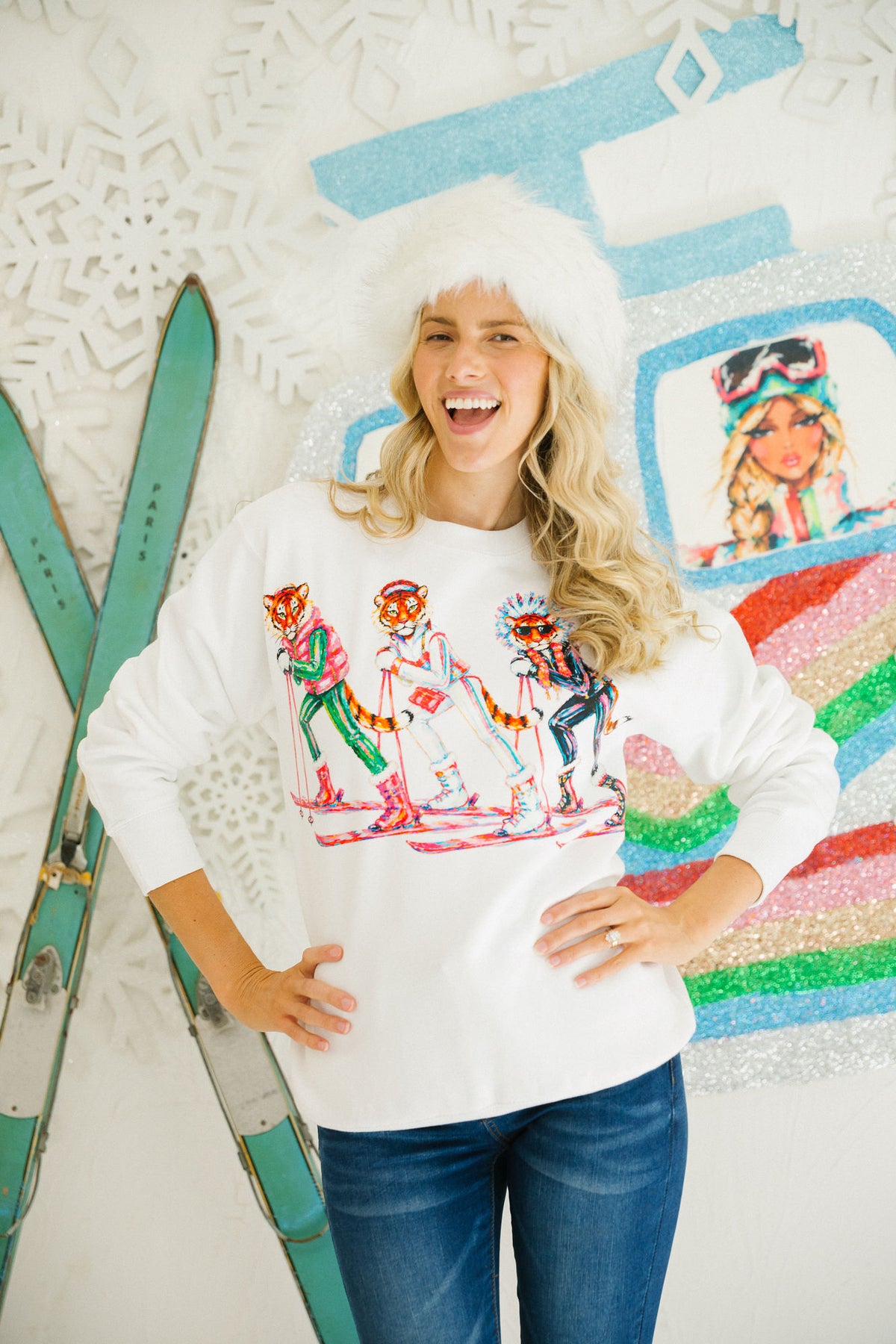 SKIING IN STYLE WHITE PULLOVER PULLOVER Judith March