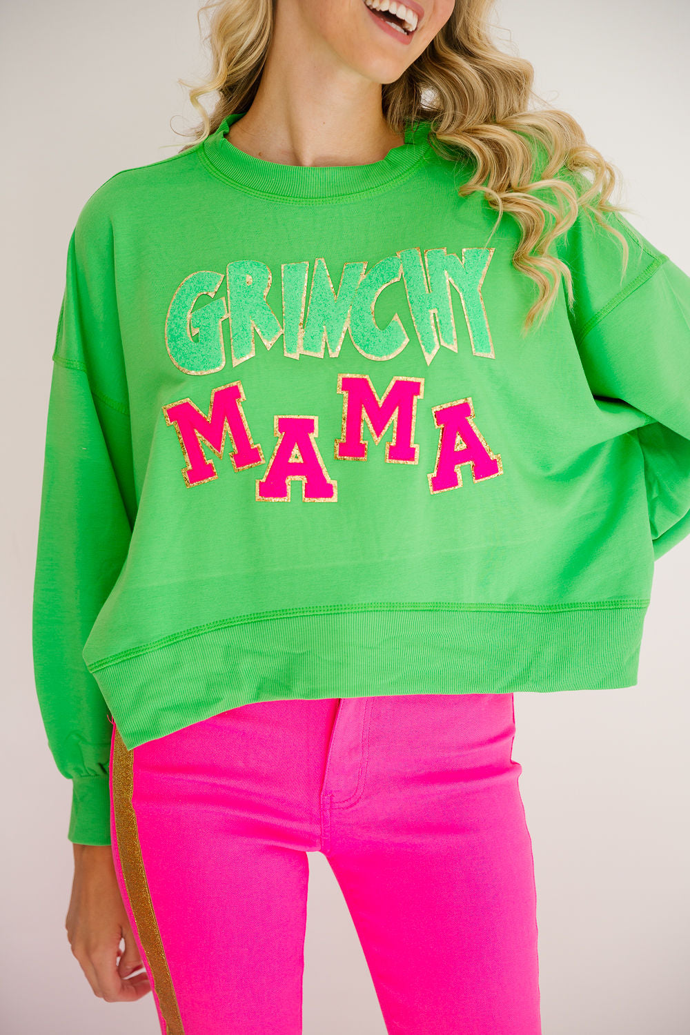GRINCHY MAMA GREEN PULLOVER PULLOVER Judith March