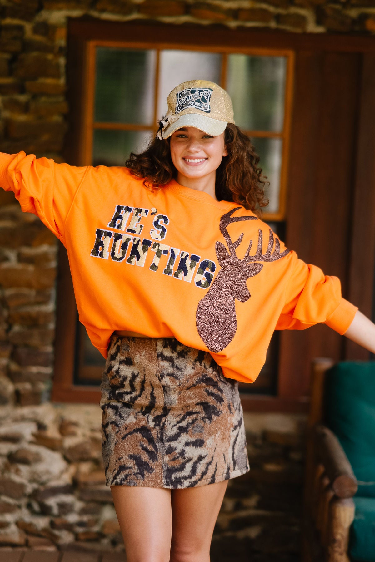 IT'S HUNTING SEASON GOLD GLITTER TRUCKER HAT TRUCKER HAT Judith March