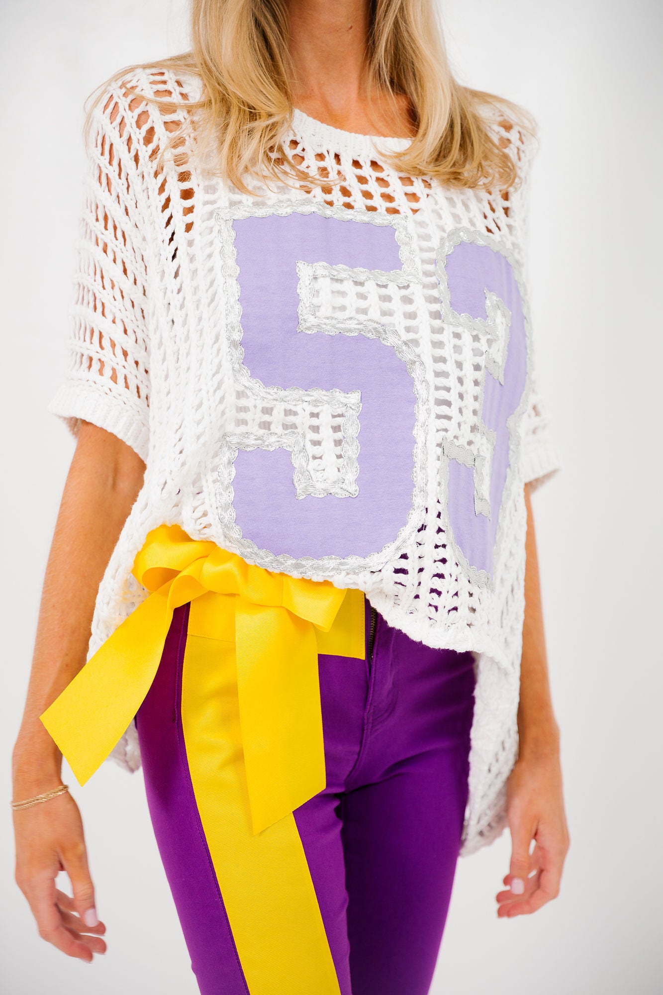 CUSTOM SILVER TRIM NUMBER CROCHET TOP TOP Judith March
