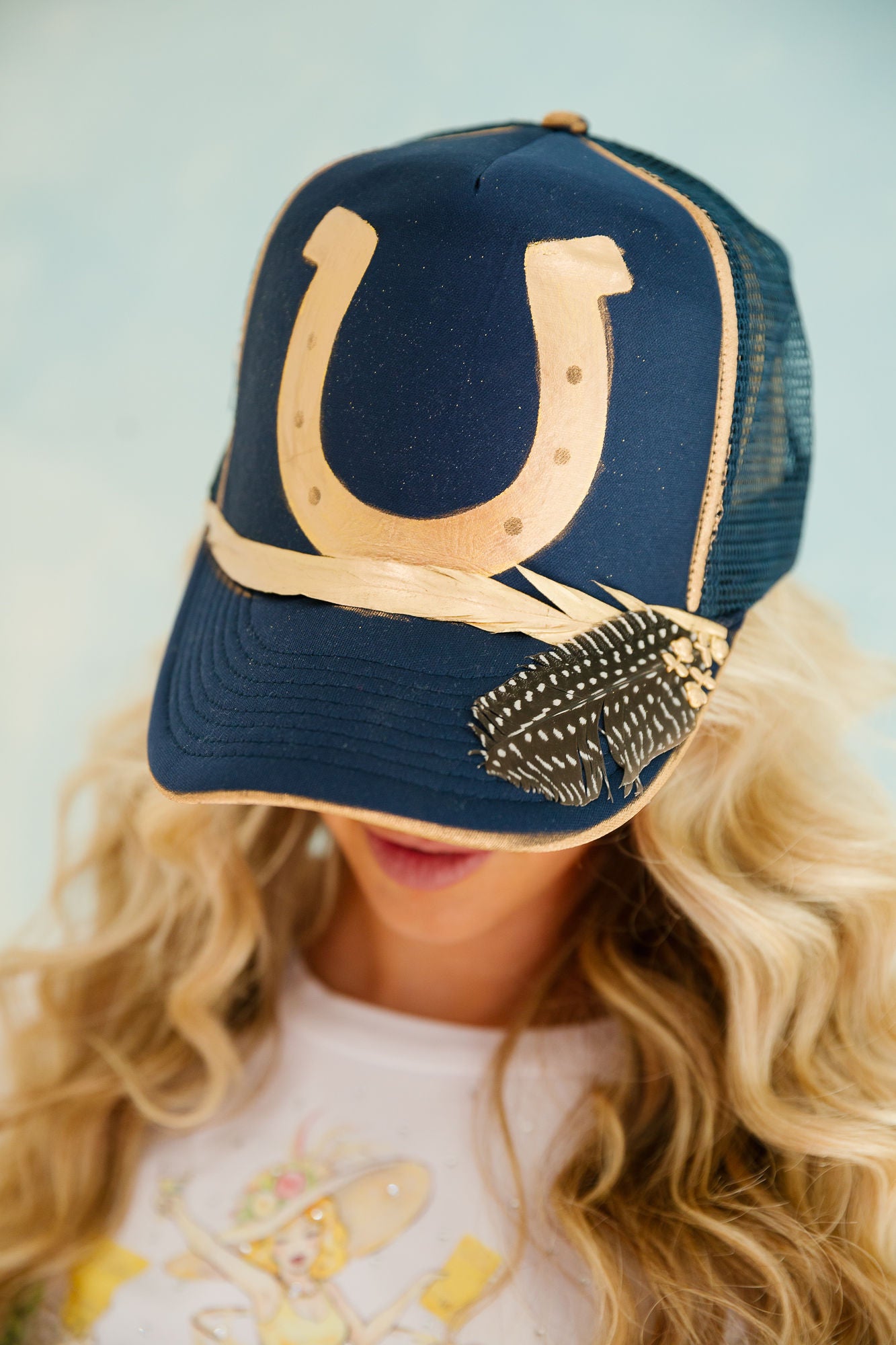 GOLDEN HORSESHOE NAVY HAT HAT Judith March