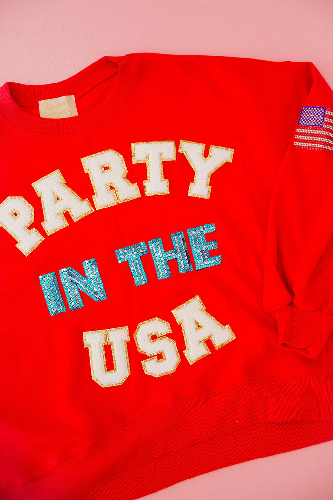 PARTY IN THE USA WHITE PULLOVER pullover Judith March SMALL RED 