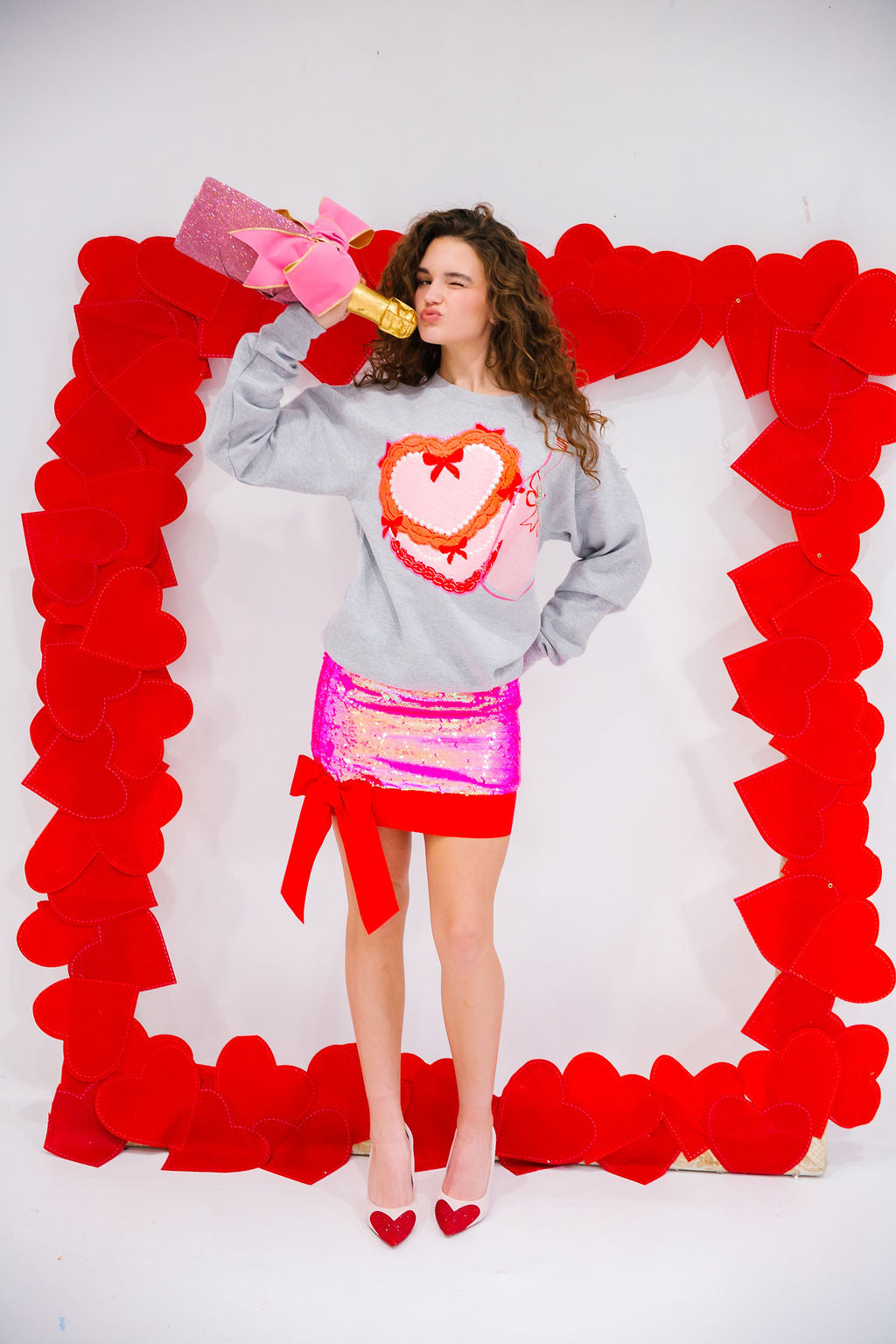 SUGAR HEART GREY PULLOVER