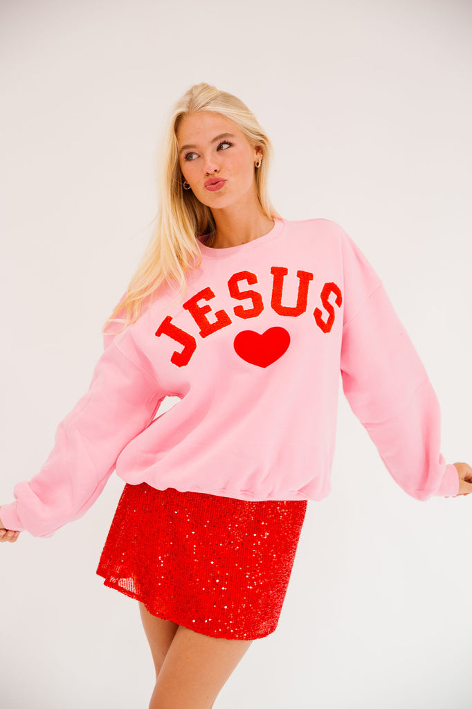 JESUS HEART PINK PULLOVER PULLOVER Judith March