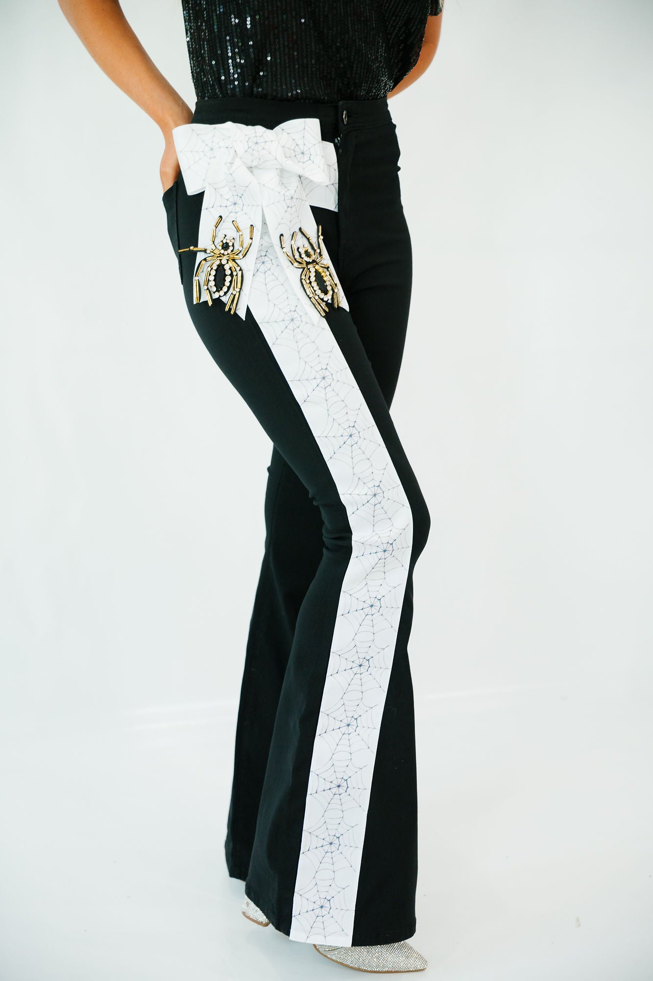SPOOKY SPIDER BOW BLACK FLARES FLARES Judith March