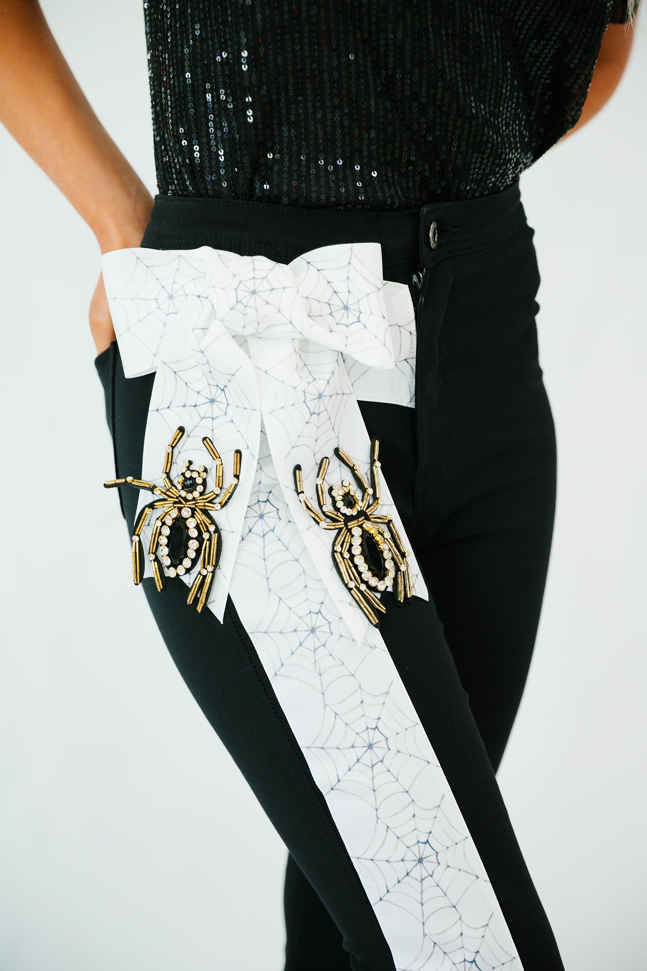 SPOOKY SPIDER BOW BLACK FLARES FLARES Judith March