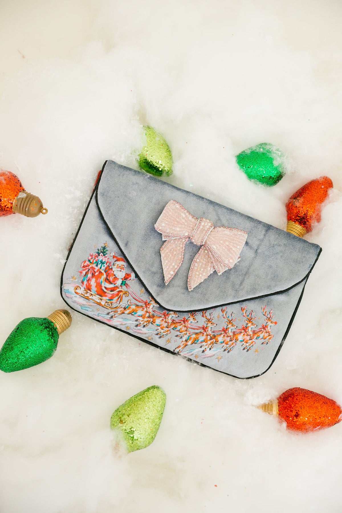 SANTA'S SLEIGH RIDE VELVET CLUTCH Clutch Judith March