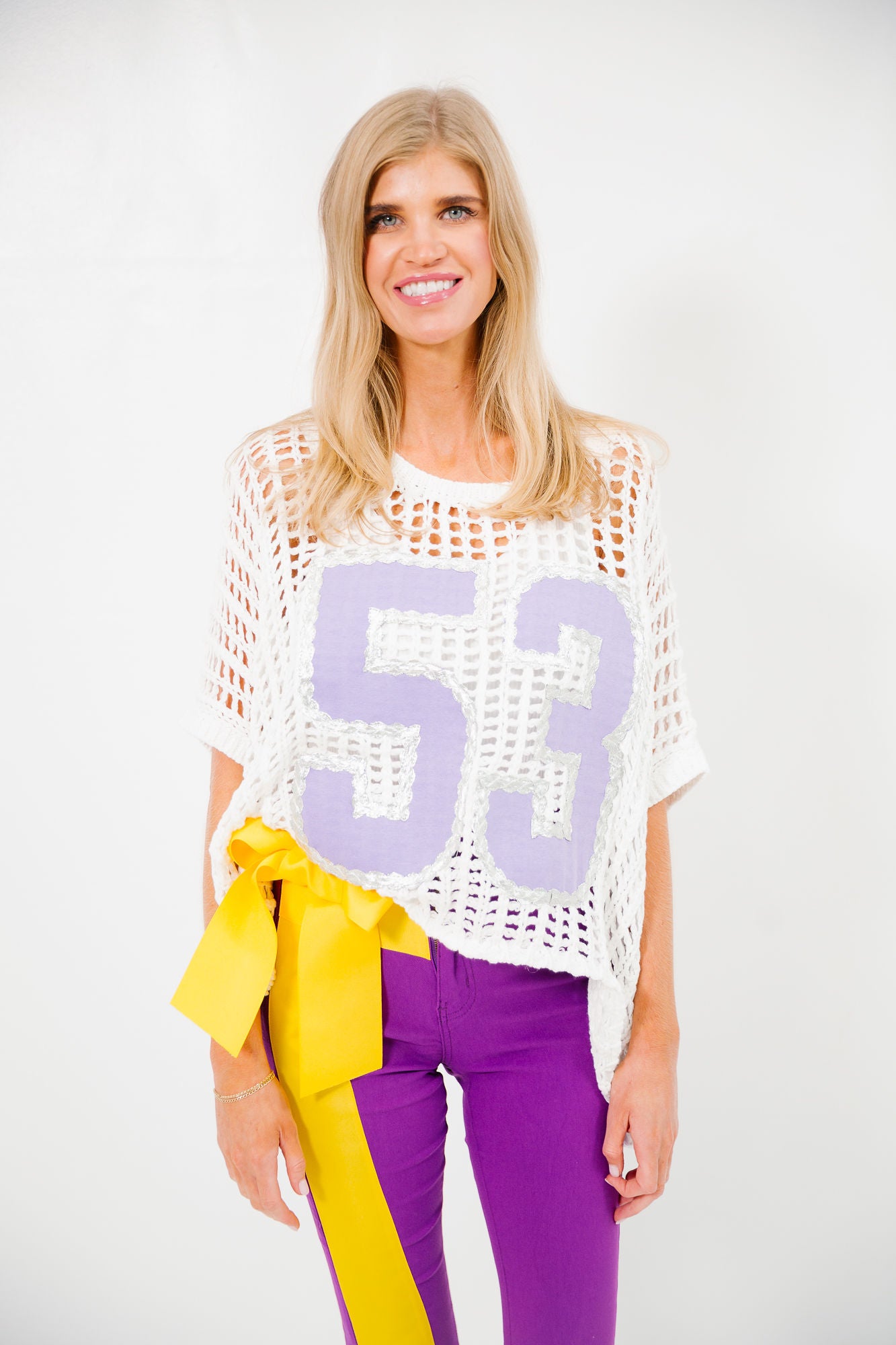 CUSTOM SILVER TRIM NUMBER CROCHET TOP TOP Judith March