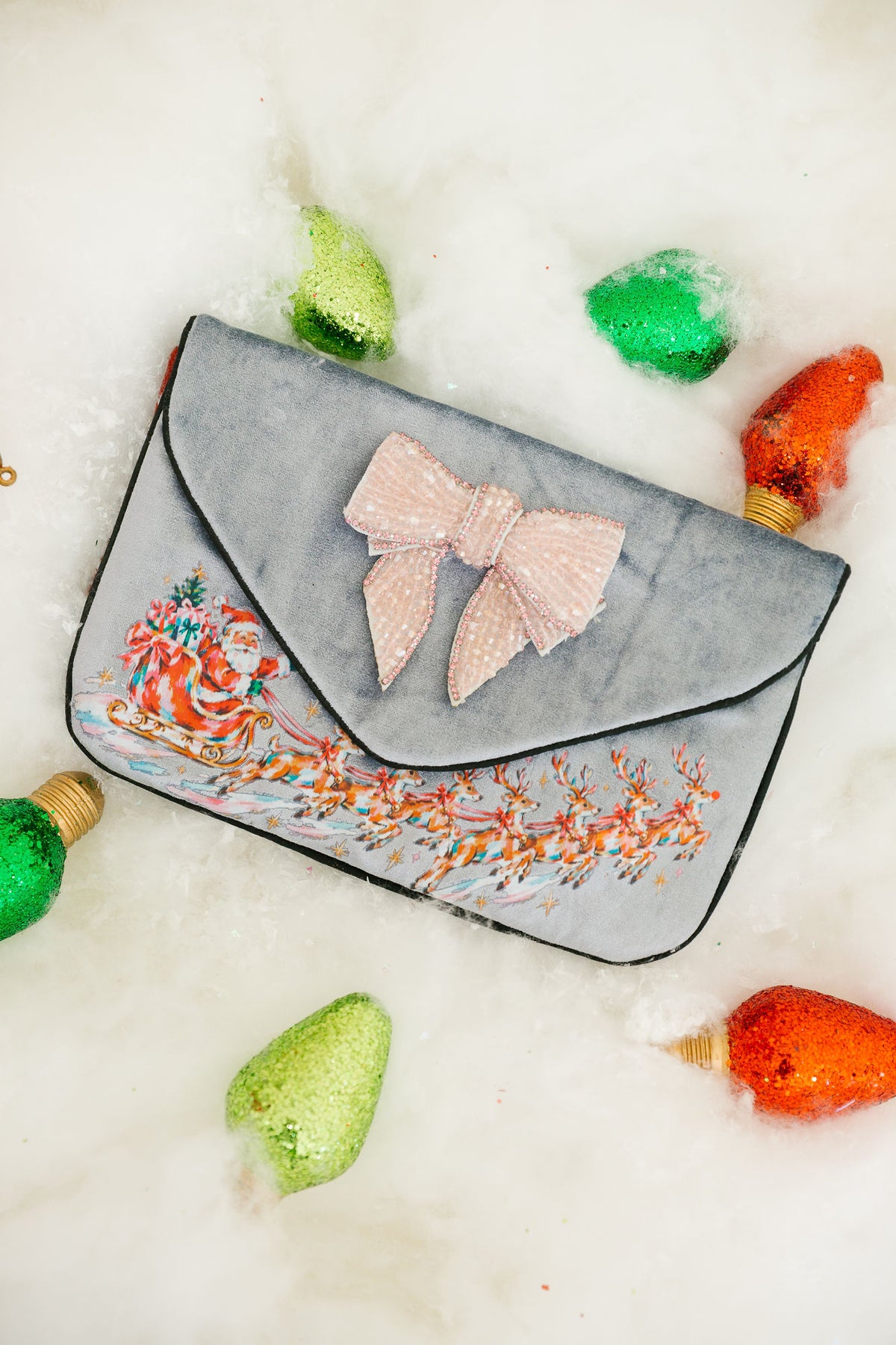 SANTA'S SLEIGH RIDE VELVET CLUTCH Clutch Judith March