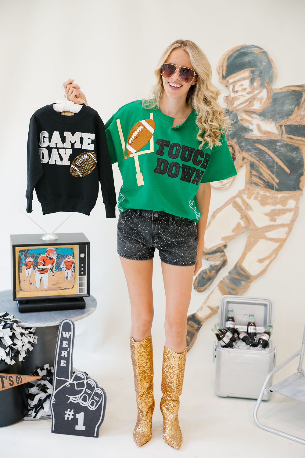 MINI KIDS GAMEDAY GLAM BLACK PULLOVER