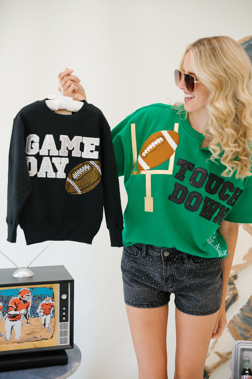 MINI KIDS GAMEDAY GLAM BLACK PULLOVER