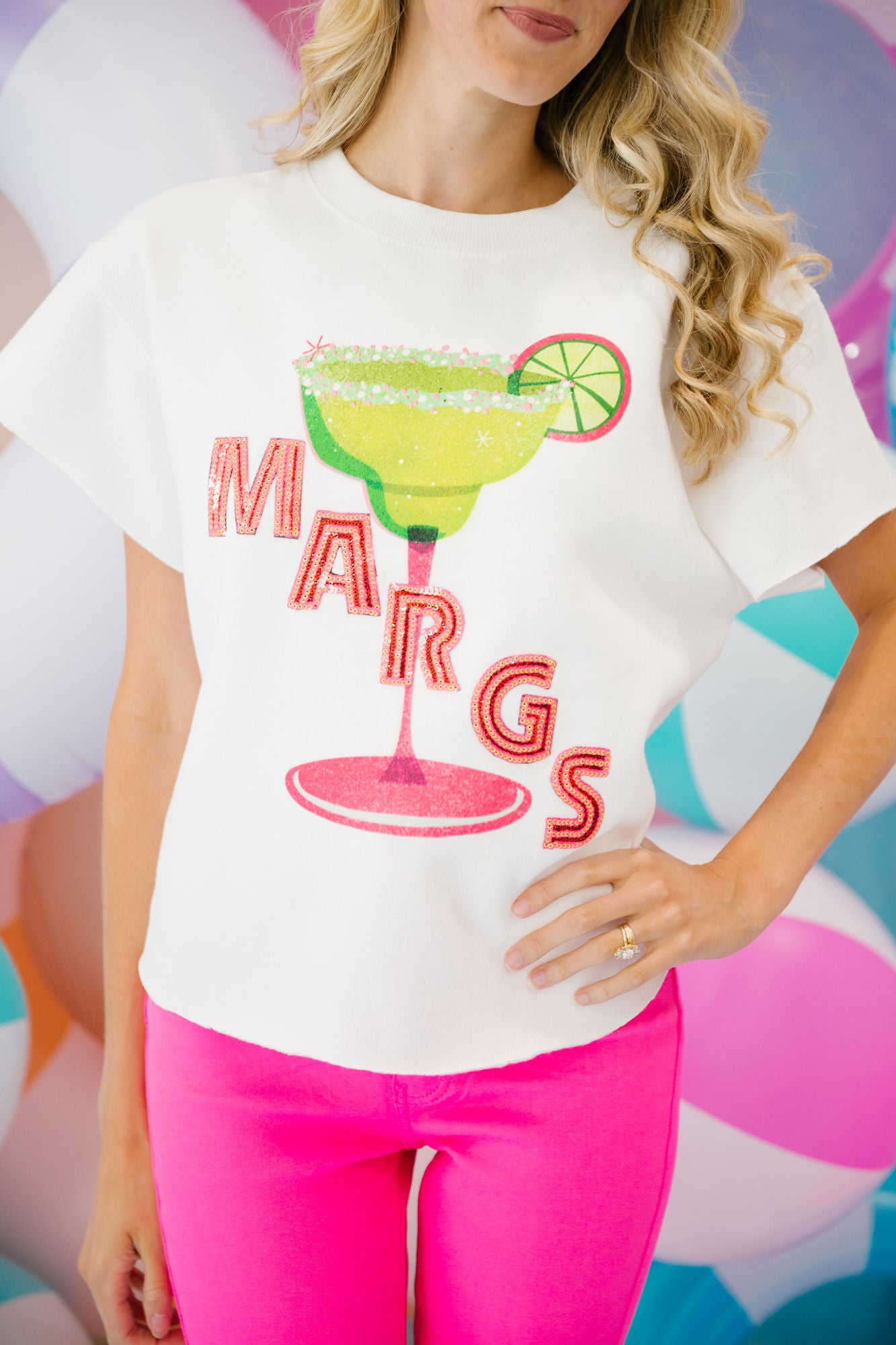 PINK SEQUIN MARGS PULLOVER SWEATER Judith March