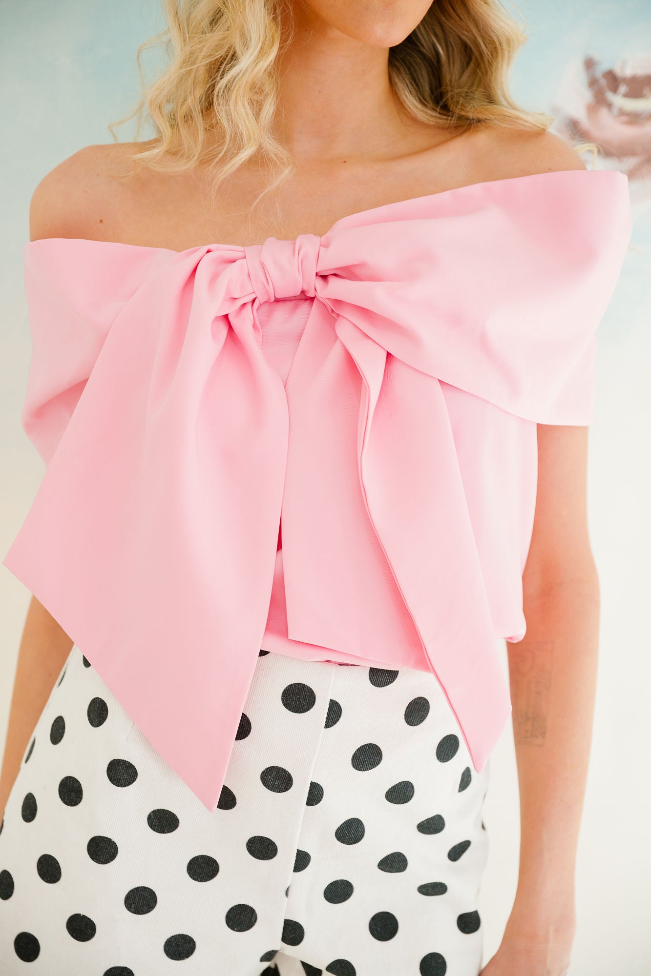 PRETTY IN PINK BOW TOP TOP Judith March