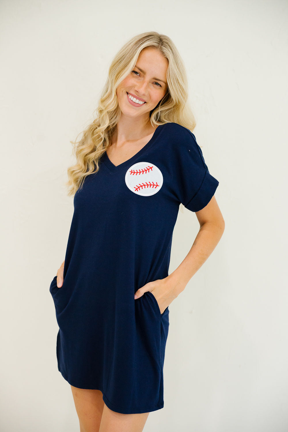 **BASEBALL NAVY T-SHIRT DRESS DRESS Judith March