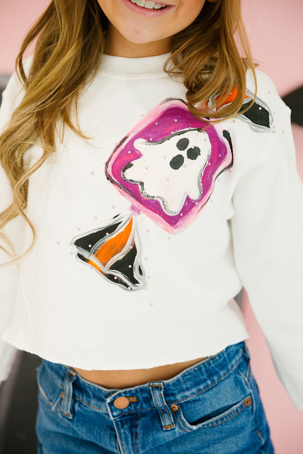 MINI KIDS GHOSTLY GOODIES WHITE PULLOVER PULLOVER Judith March