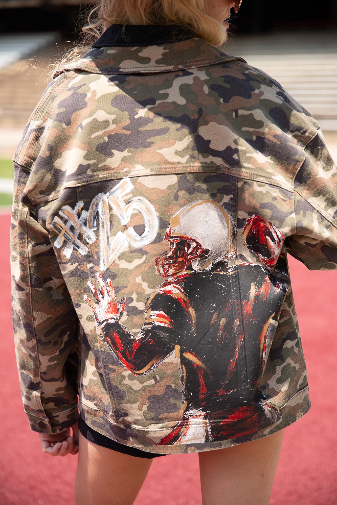 CUSTOM NUMBER HAND PAINTED CAMO JACKET JACKET Judith March