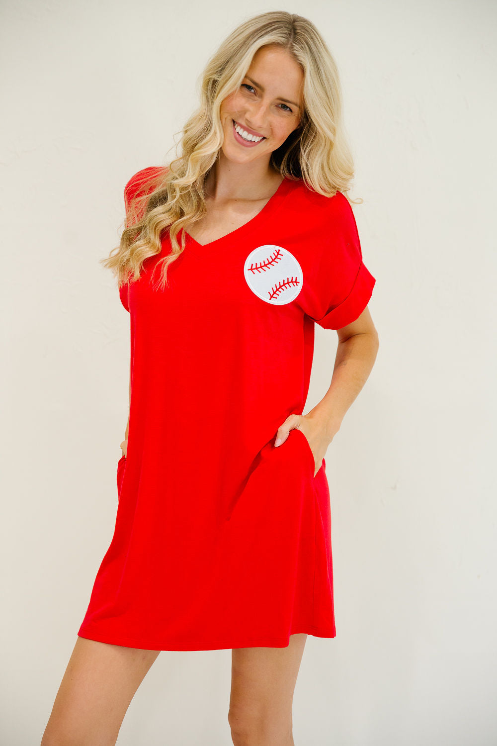 **BASEBALL RED T-SHIRT DRESS DRESS Judith March