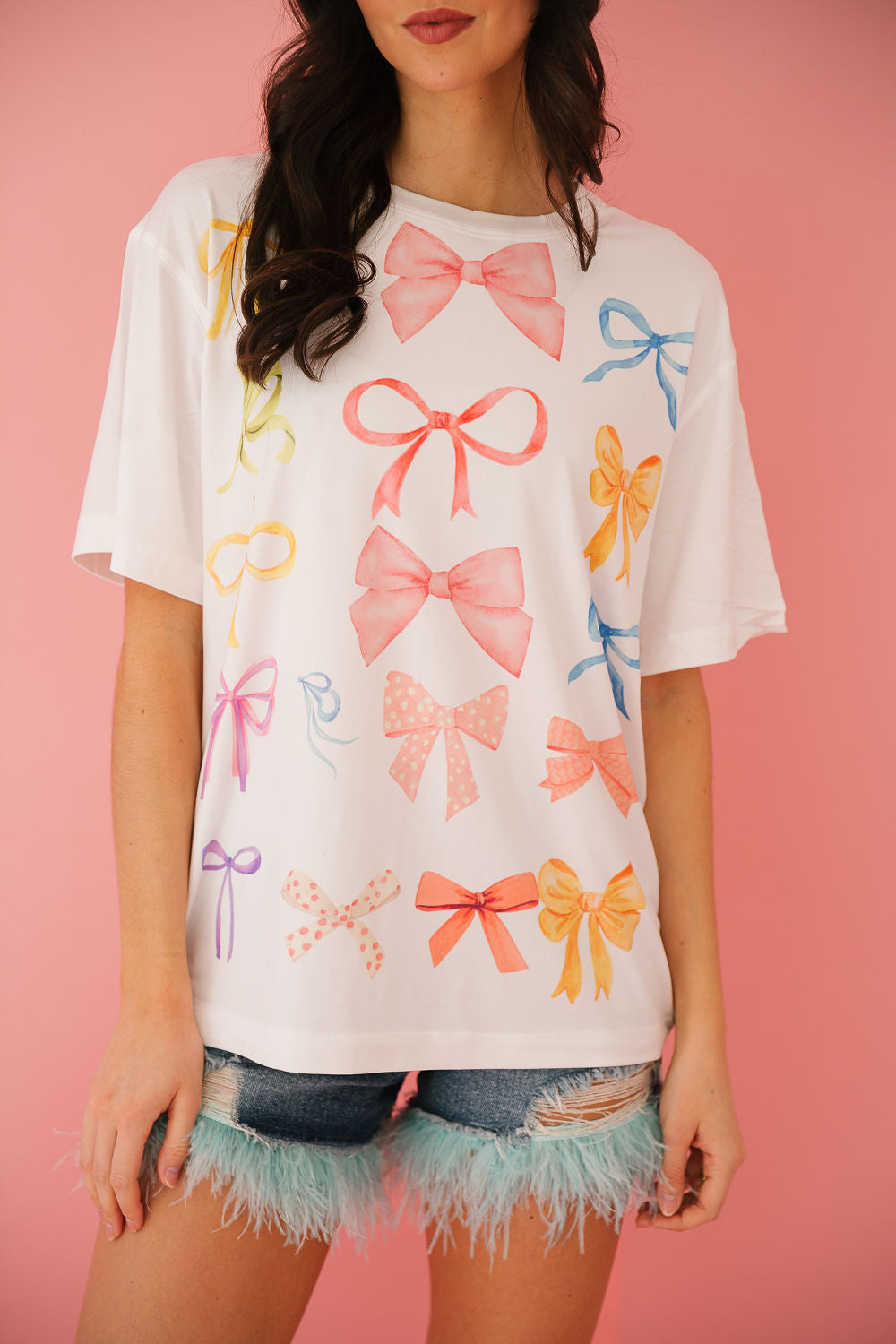 PASTEL BOWS WHITE TEE Tee Judith March   