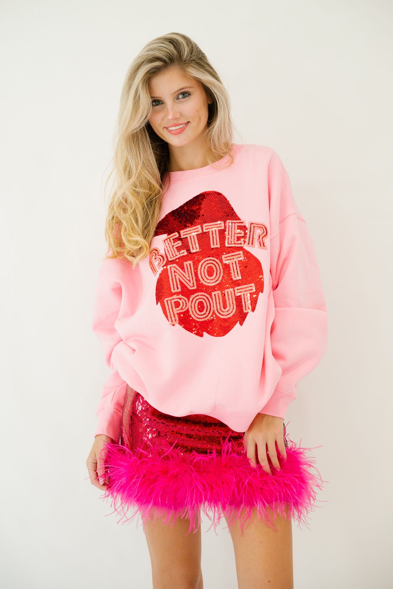BETTER NOT POUT PINK PULLOVER PULLOVER Judith March