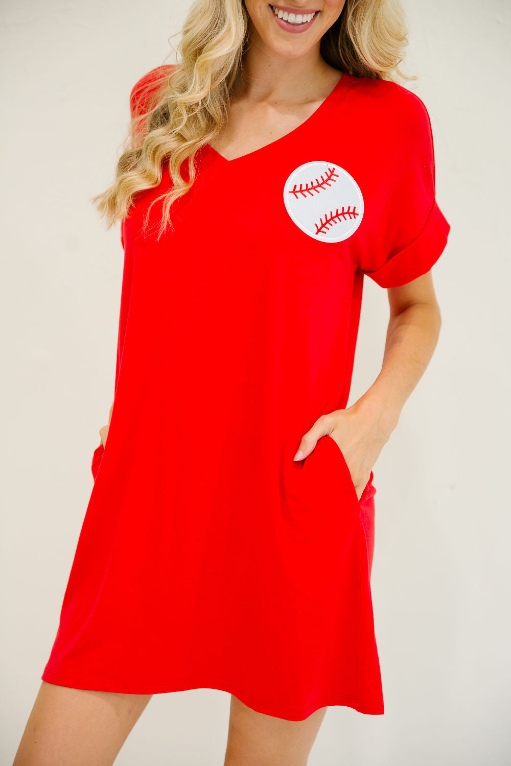 **BASEBALL RED T-SHIRT DRESS DRESS Judith March