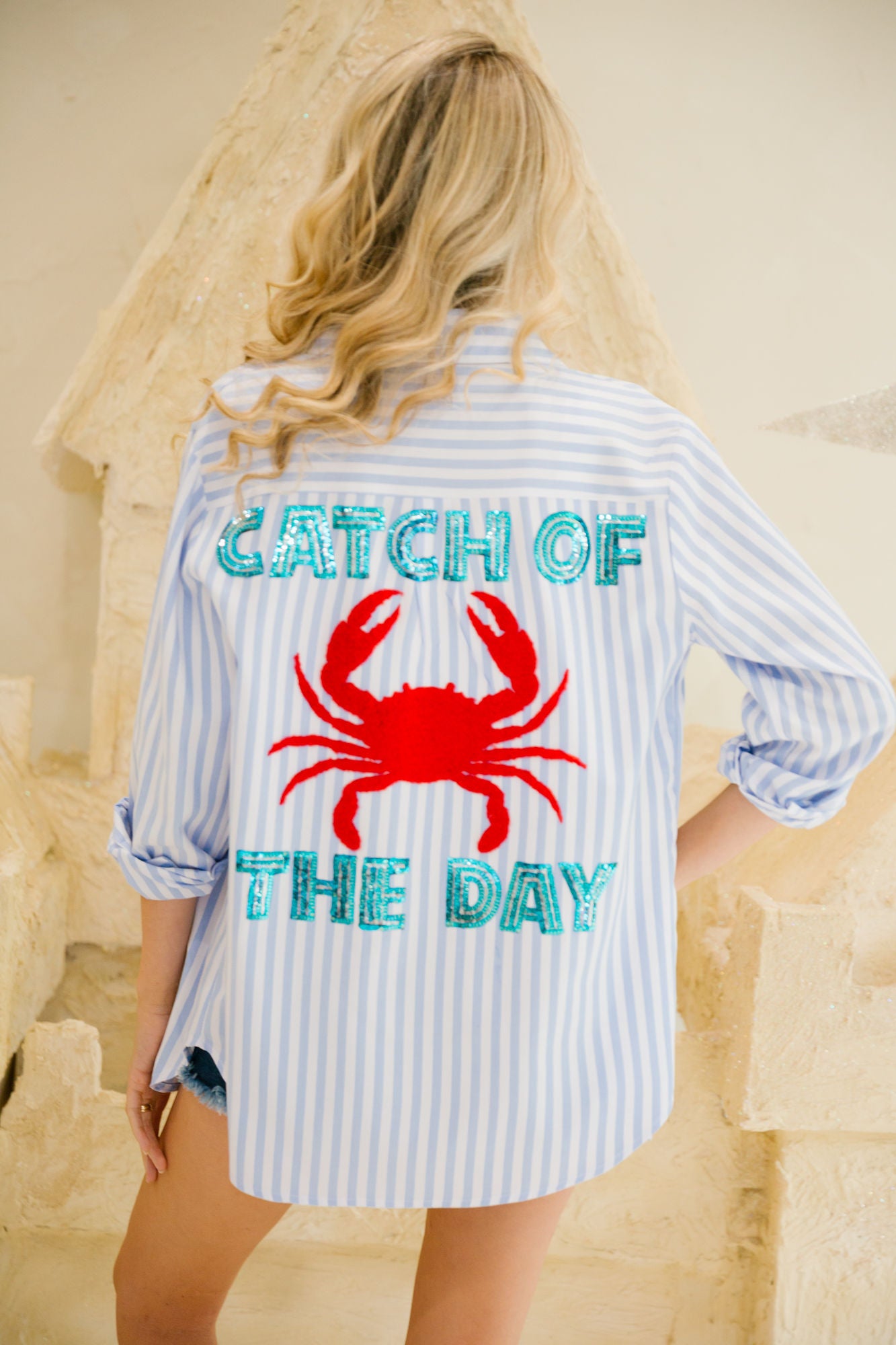 CATCH OF THE DAY CRAB BUTTON DOWN SWEATER Judith March