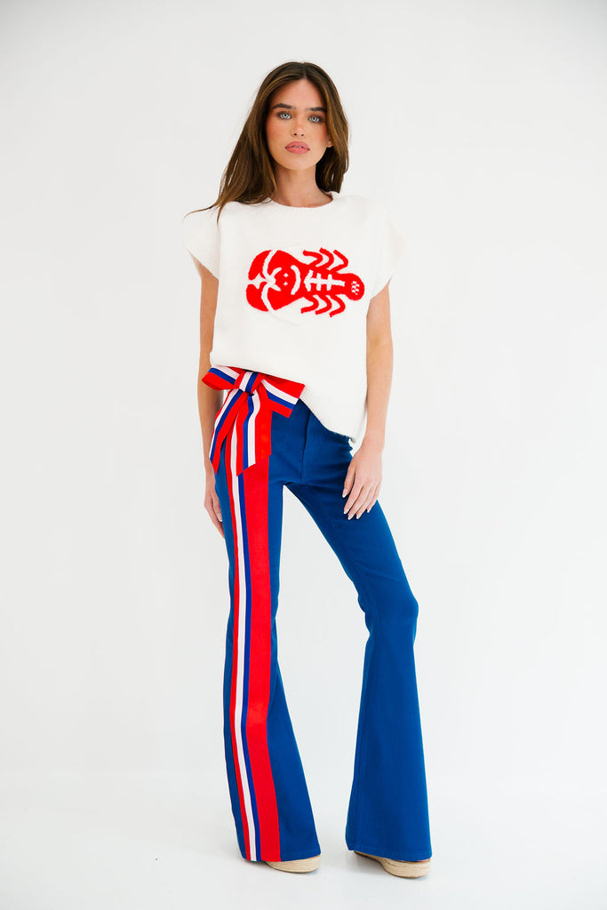 COASTAL BOW STRIPED BLUE FLARES FLARES Judith March