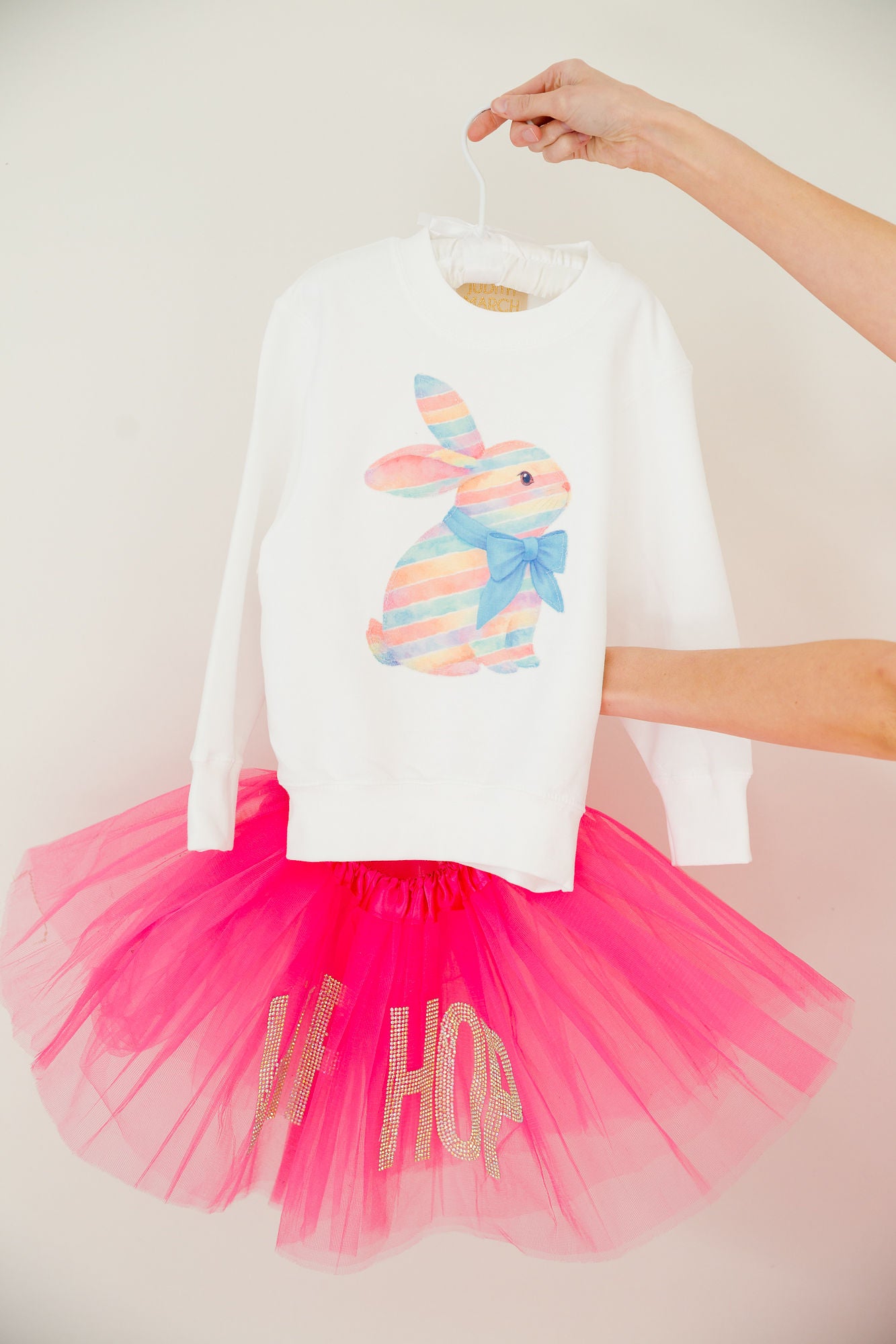 MINI KIDS STRIPED BUNNY WHITE PULLOVER PULLOVER Judith March