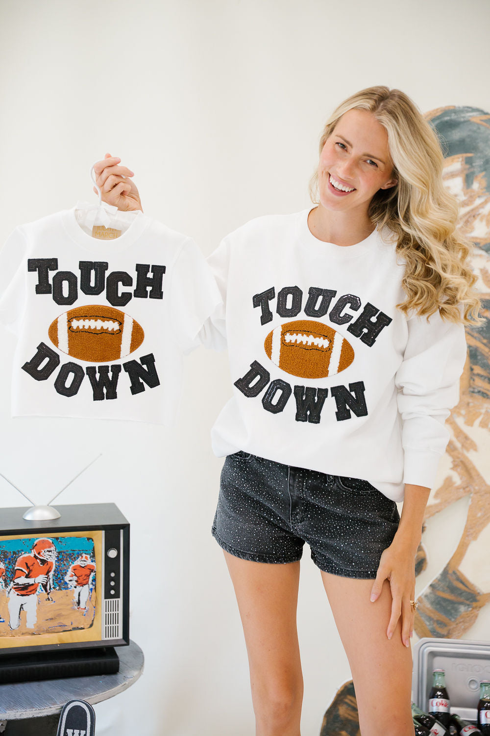 MINI KIDS TOUCHDOWN DARLING WHITE PULLOVER PULLOVER Judith March