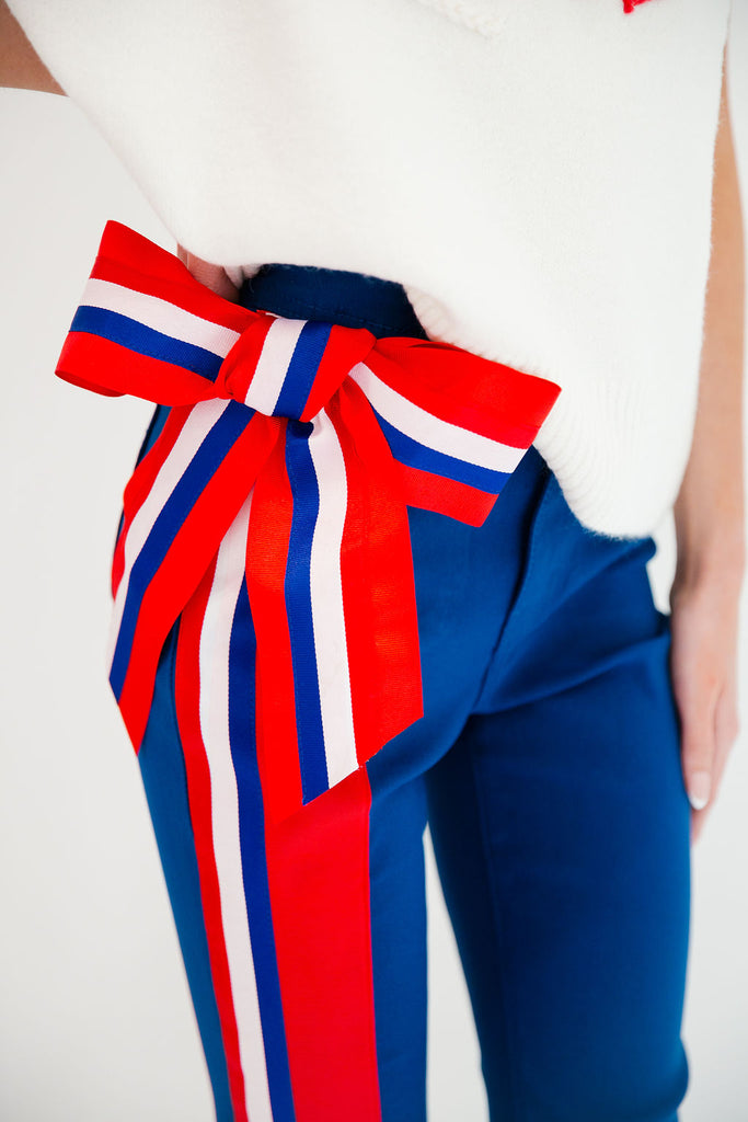 COASTAL BOW STRIPED BLUE FLARES FLARES Judith March