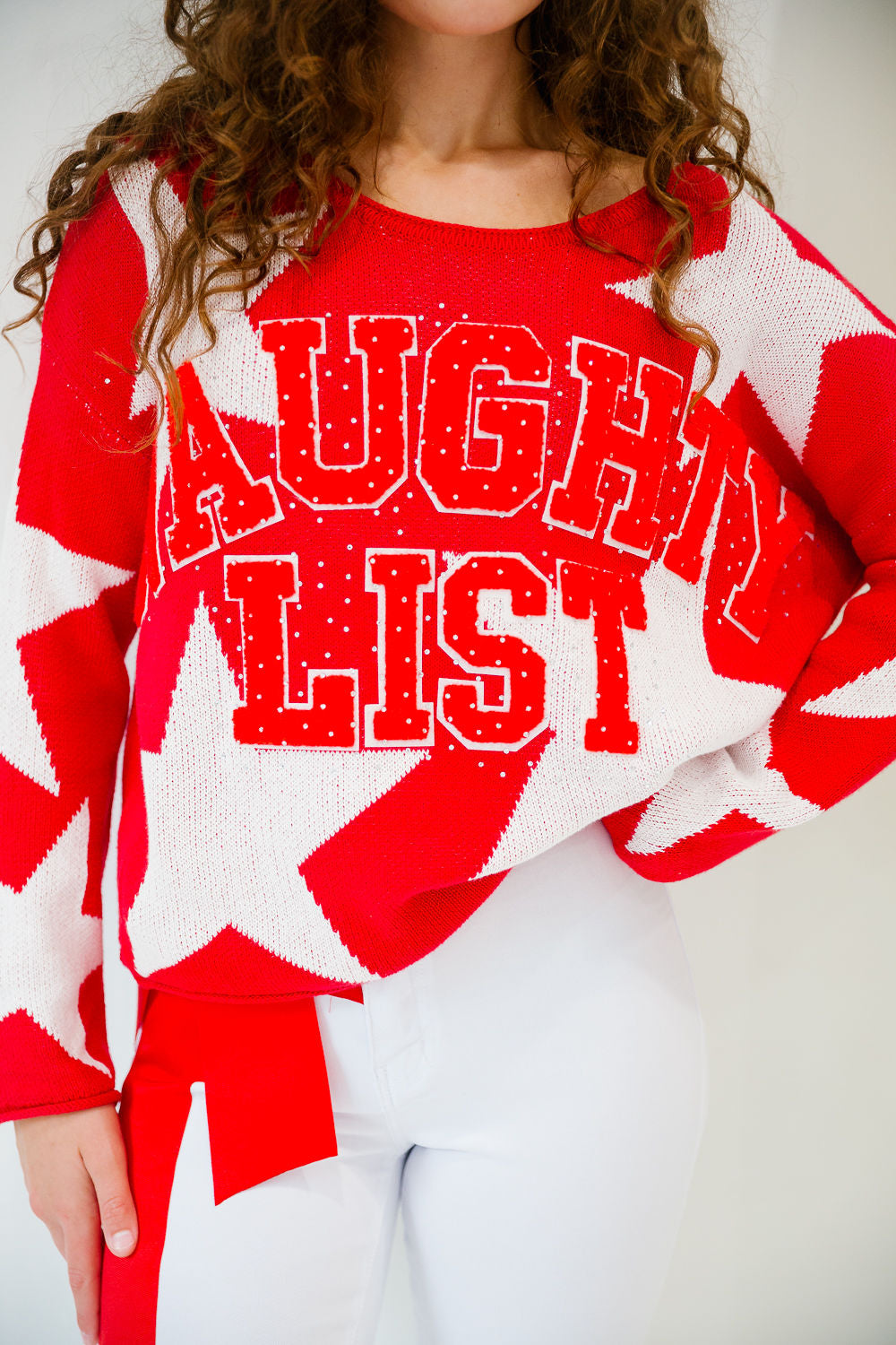 NAUGHTY LIST RED STAR SWEATER SWEATER Judith March